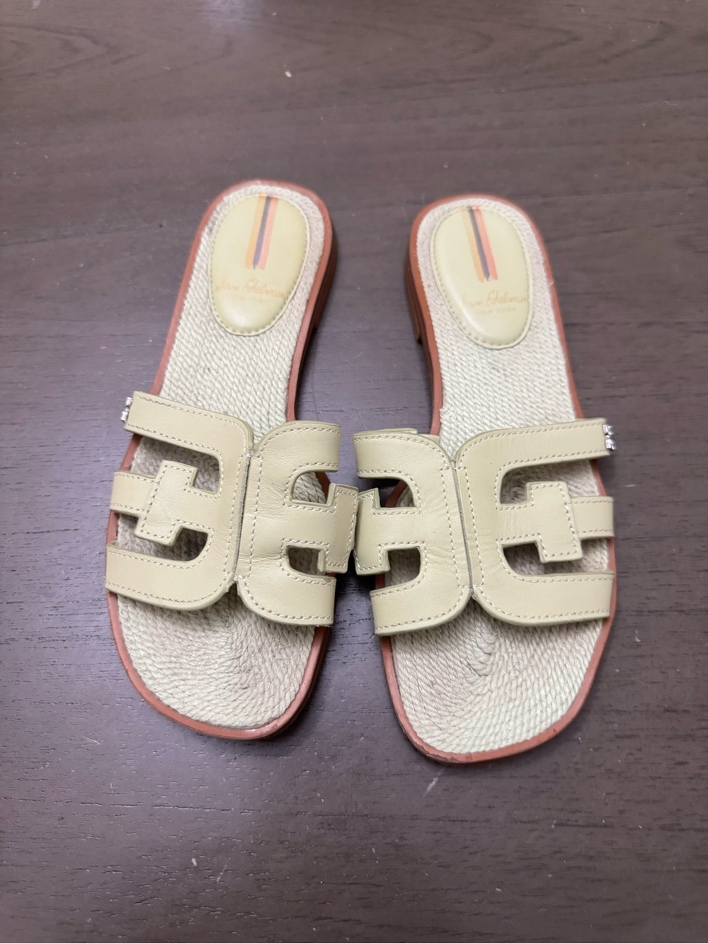 Sam Edelman. Women's Bay Slide Sandal In Pistachio Leather size 6.5